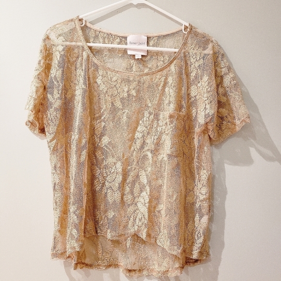 Romeo & Juliet Couture Tops - Romeo & Juliet Couture Gold Lace Top